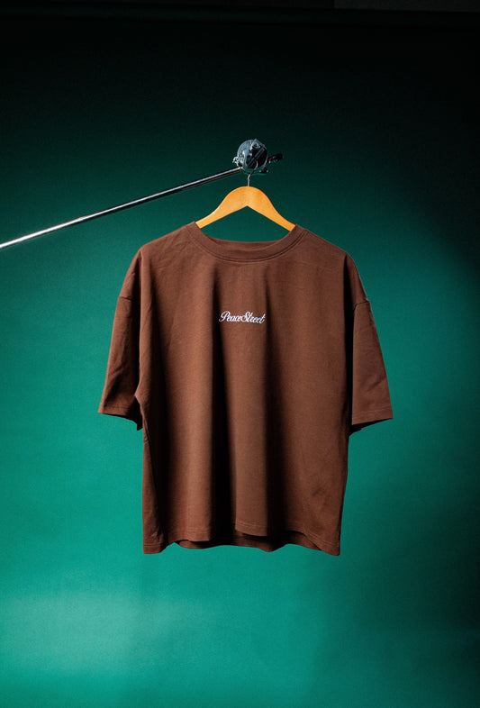BOX FIT T-SHIRT (CROPPED) - Brown